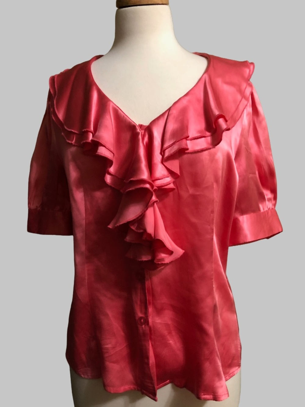 Vintage Transitions 100% Silk Ruffle Blouse Pink (10)